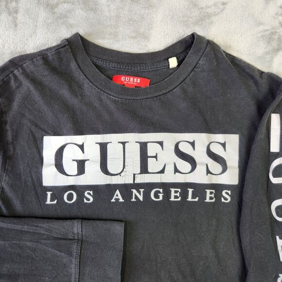 Guess Shirt Mens S Sleeve Spellout Luxury Preppy Los Angeles Streetwear Casual - Picture 2 of 7